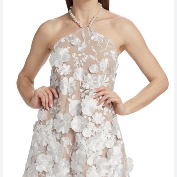 Elliatt Floral Embroidered Mini Dress in White and Cream - Picture 2 of 3